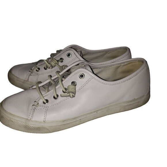 Sperry Top-Sider White Leather Slip-on Sneakers Womens Shoes Size 8.5 Pre-Owned - Picture 2 of 12